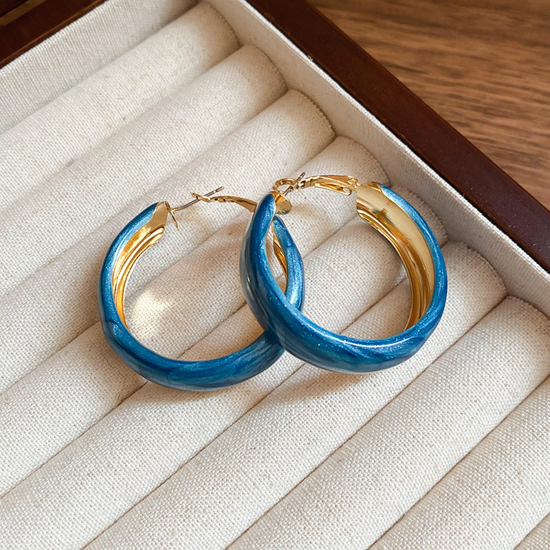 銀針多巴胺彩色耳圈甜美小清新簡約個性耳環設計感小衆歐美耳飾女