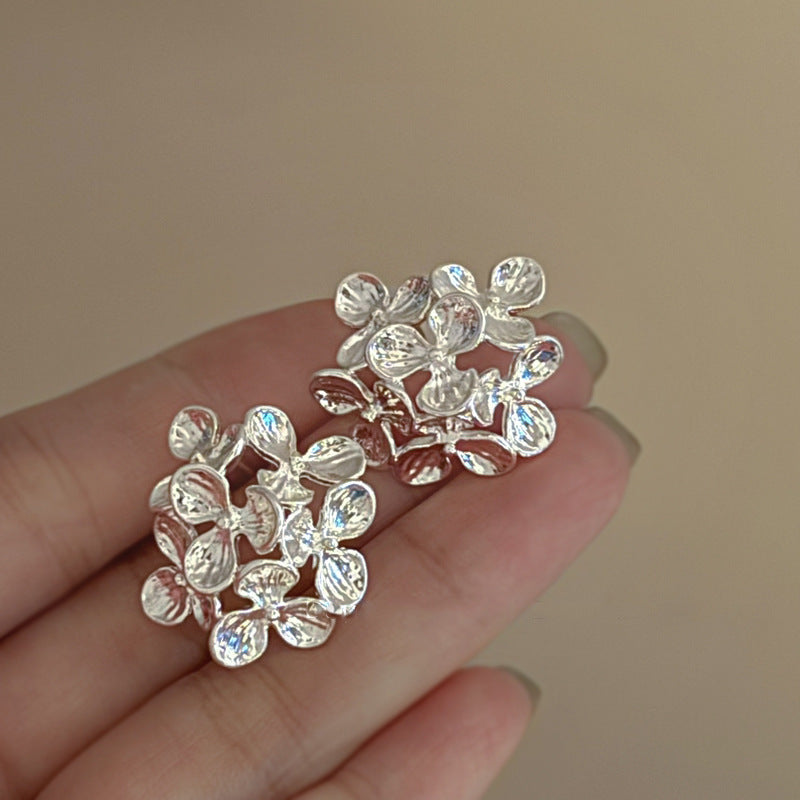 銀針冷淡風透明樹脂水滴花朵珍珠耳環時尚耳釘跨境歐美高級感耳飾