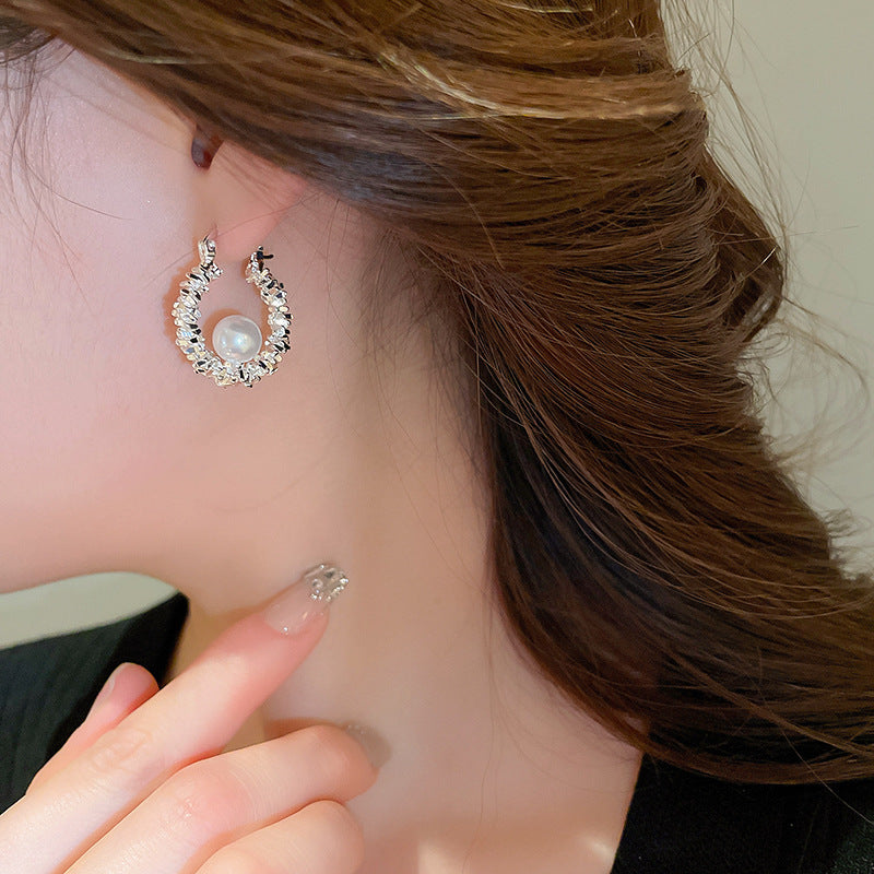 銀針圓圈銀色耳環輕奢高級感耳釘女冷淡風時尚百搭耳飾設計感小衆