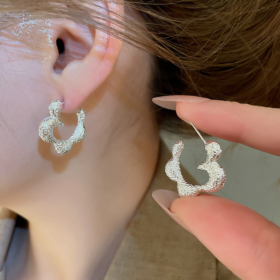 銀針圓圈銀色耳環輕奢高級感耳釘女冷淡風時尚百搭耳飾設計感小衆