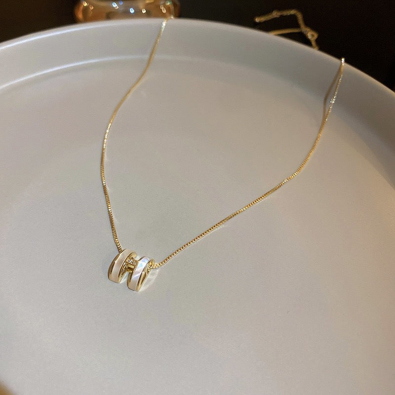 真金電鍍輕奢鋯石花朵愛心項鍊氣質鎖骨鏈網紅潮新款高級感項飾女