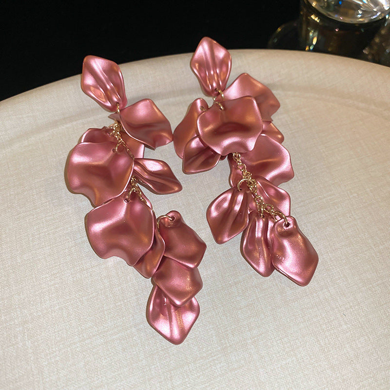 銀針歐美金屬風珍珠蝴蝶花朵流蘇耳釘小衆個性耳環時尚誇張耳飾女