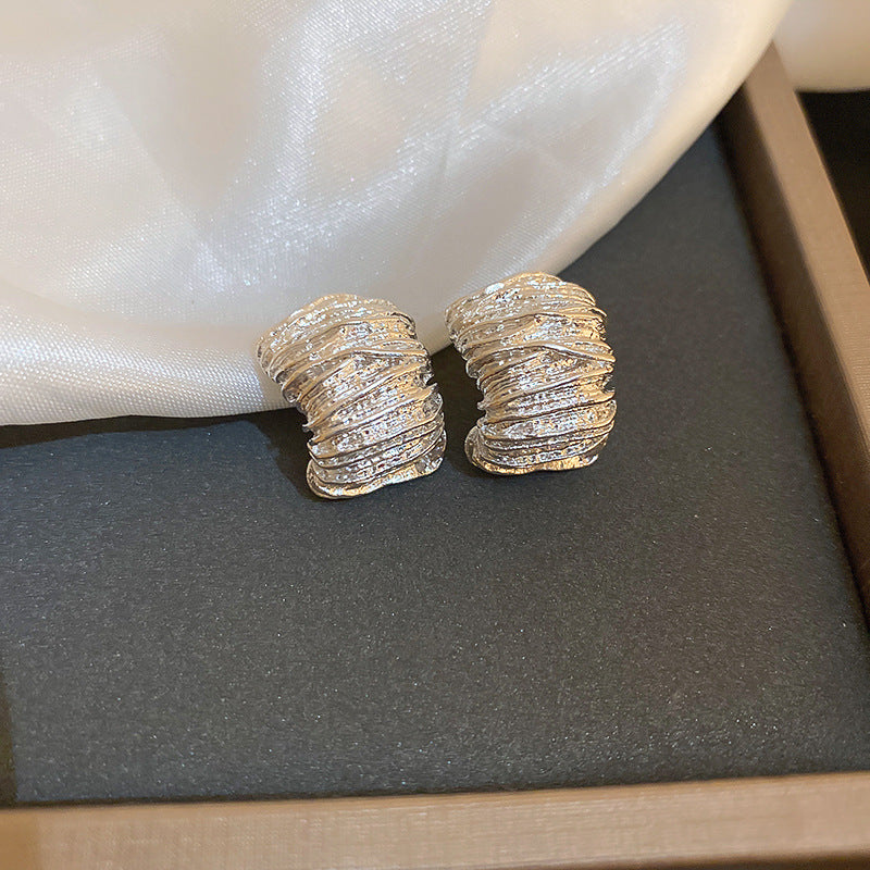 銀針跨境高級感銀色幾何圓珠愛心耳釘小衆個性耳環冷淡風耳飾