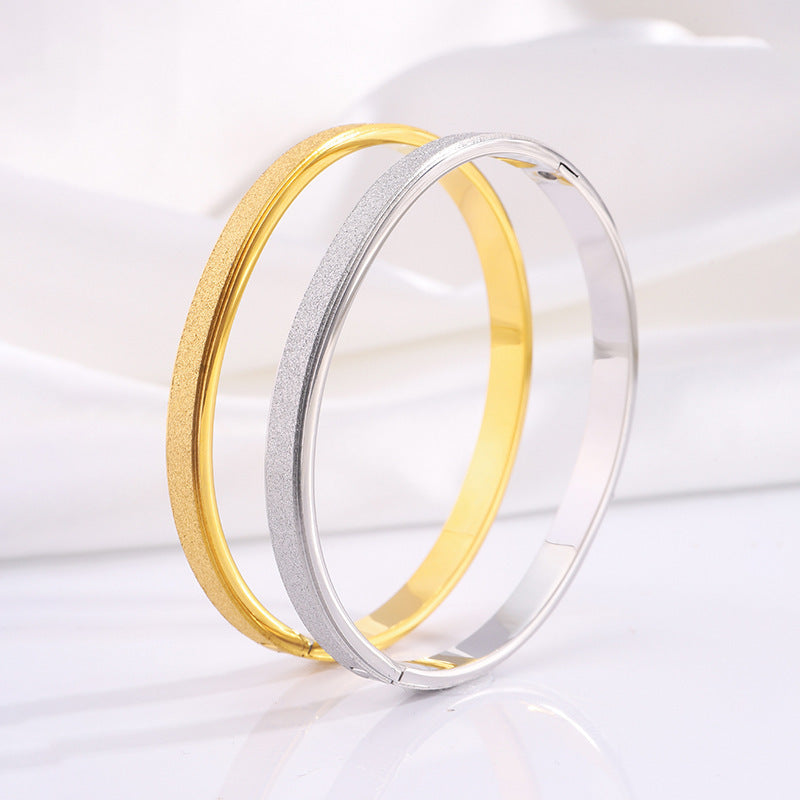 鈦鋼手鐲滿天星磨砂手鐲女生高級感跨境歐美時尚百搭不掉色手飾品