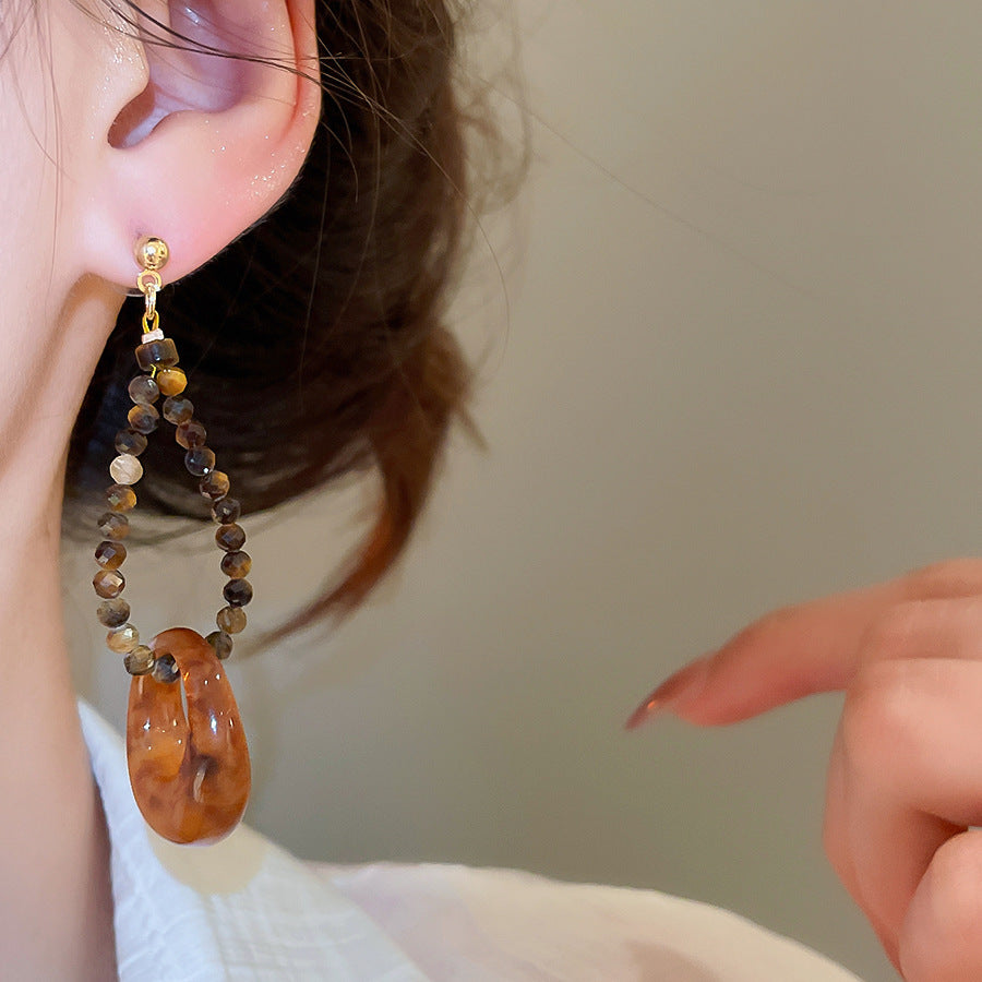 銀針樹脂不規則幾何形鏤空耳環輕奢高級感耳釘復古耳飾設計感小衆