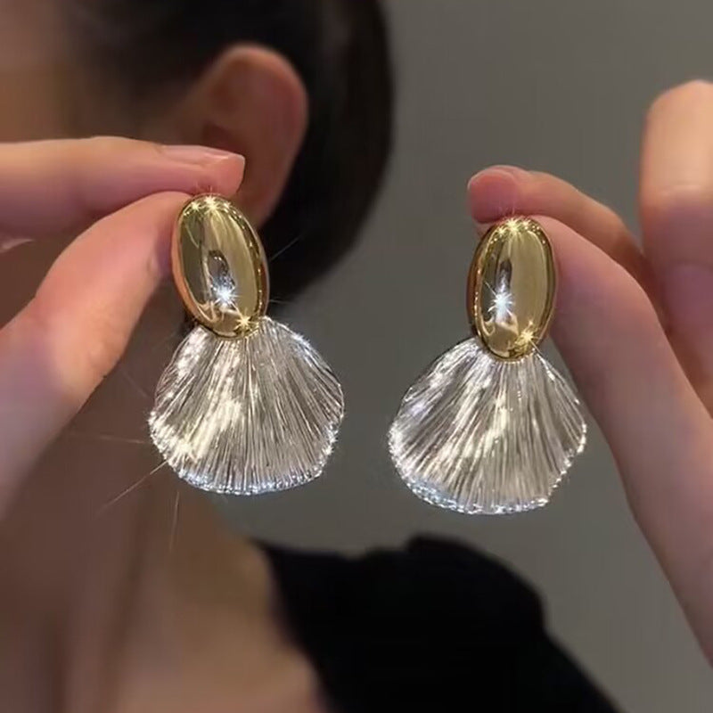 銀針跨境冷淡風銀色鑲鑽鋯石花朵珍珠耳環長款流蘇耳釘高級感耳飾