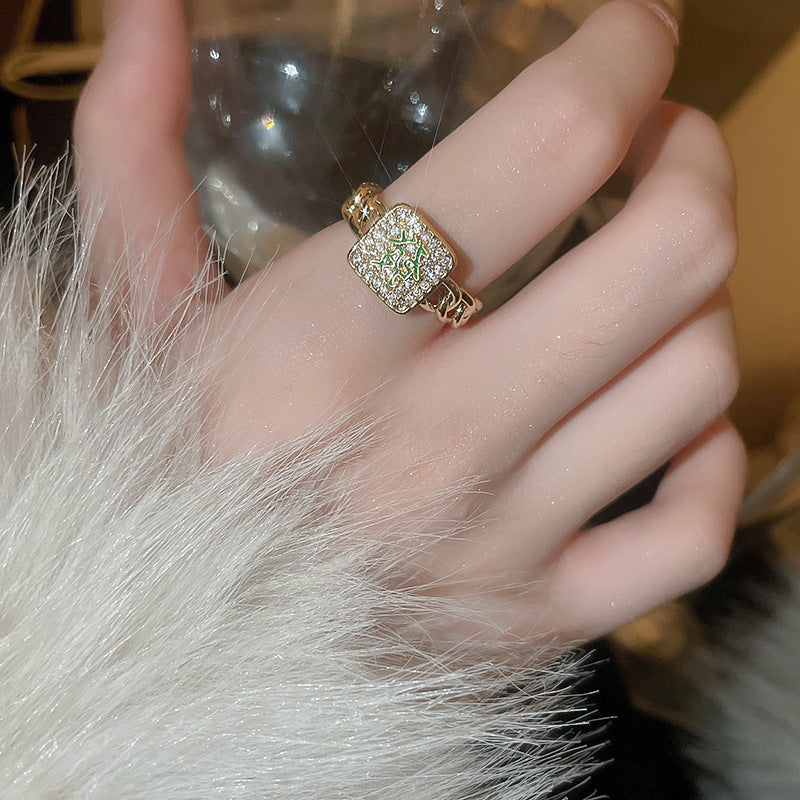 韓國輕奢鋯石圓圈蛇形葫蘆戒指小衆設計感食指戒氣質高級感手飾女