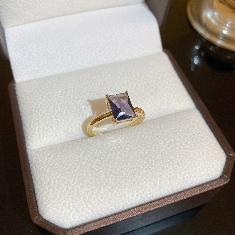 韓國時尚鋯石字母愛心幾何開口戒指輕奢小衆高級感食指戒百搭手飾