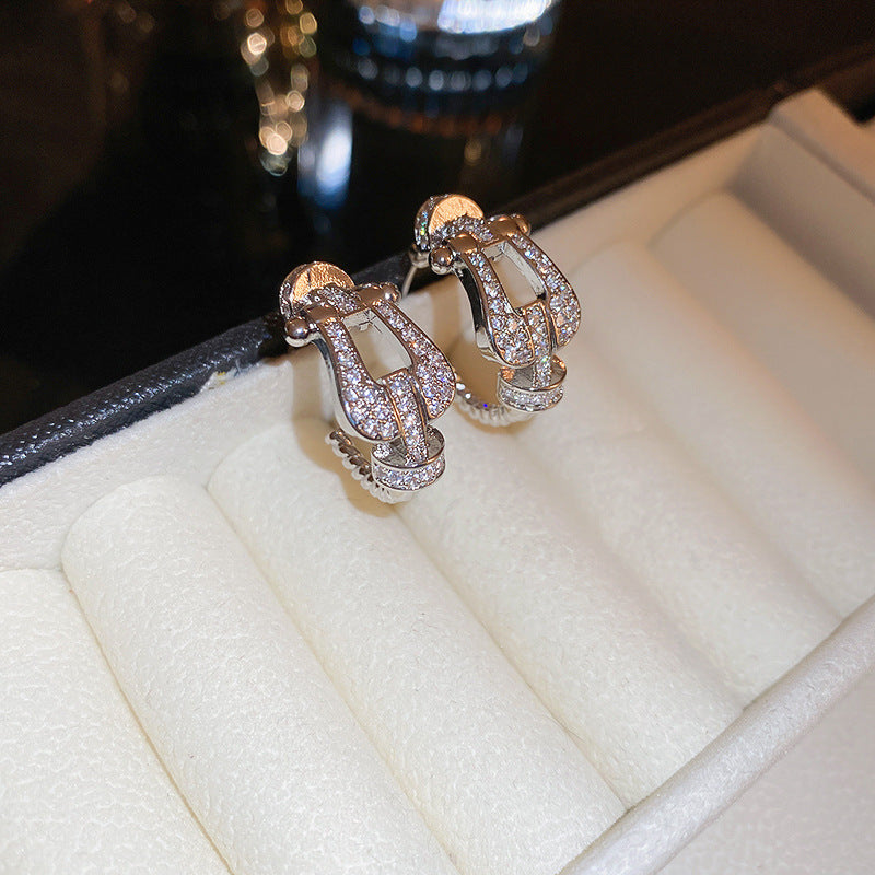 銀針輕奢鋯石几何蝴蝶花朵流蘇耳釘個性冷淡風耳環歐美高級感耳飾