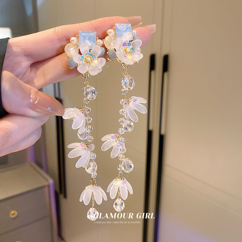 法式超仙花瓣貝殼流蘇耳環輕奢高級感耳釘時尚氣質耳飾設計感小衆