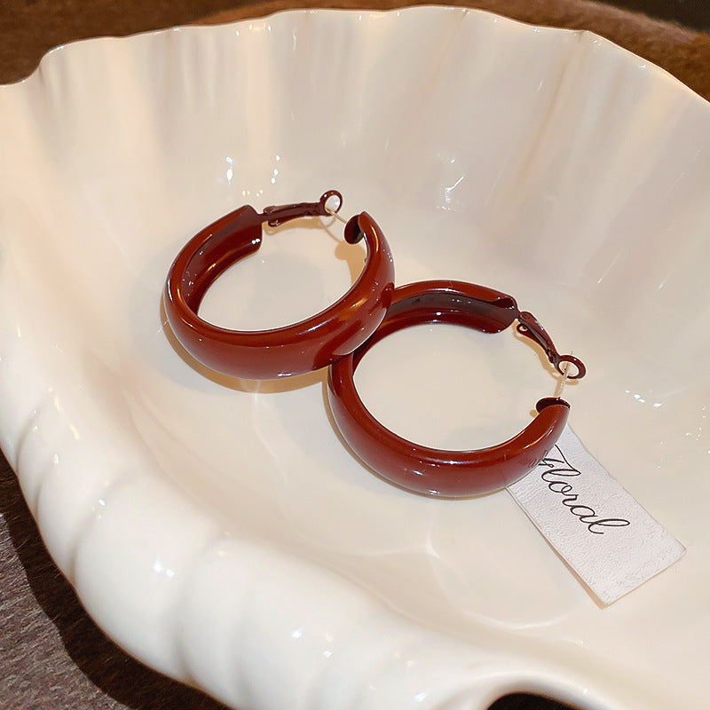 銀針多巴胺彩色耳圈甜美小清新簡約個性耳環設計感小衆歐美耳飾女