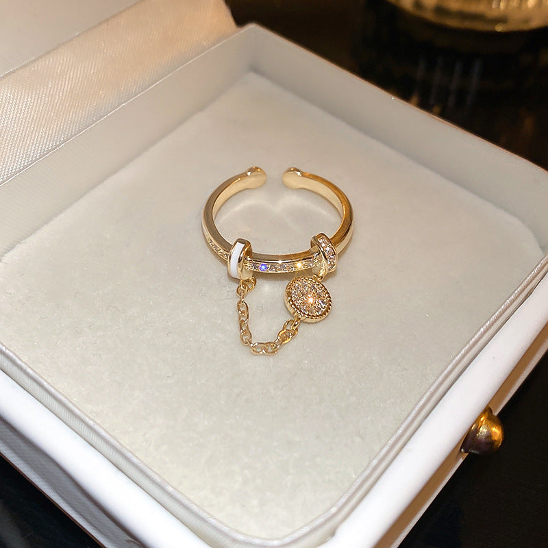 韓國輕奢鋯石圓圈蛇形葫蘆戒指小衆設計感食指戒氣質高級感手飾女