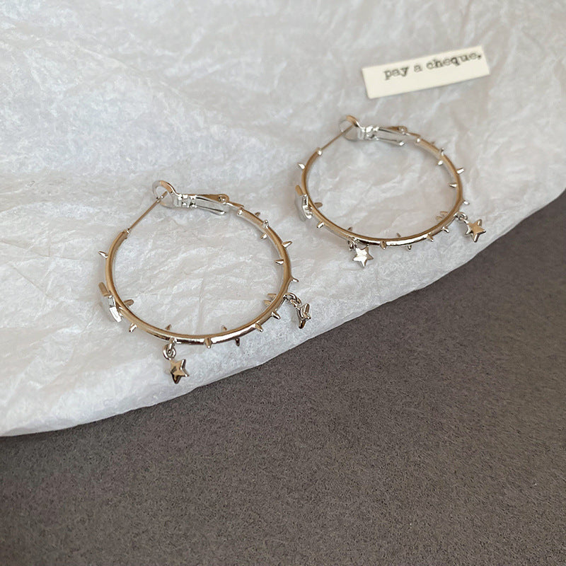 銀針圓圈銀色耳環輕奢高級感耳釘女冷淡風時尚百搭耳飾設計感小衆