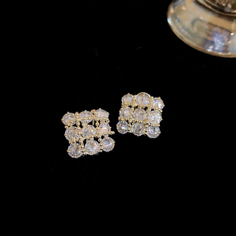 銀針小衆復古C形人造虎眼石耳環氣質設計感耳釘輕奢高級感耳飾女