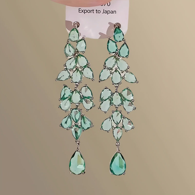 銀針熱銷鑲鑽鋯石水滴蝴蝶流蘇耳環輕奢高級感耳釘耳飾設計感小衆