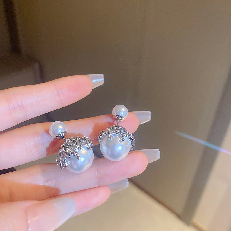 銀針復古氣質白色愛心珍珠耳釘時尚個性耳環網紅簡約高級感耳飾女