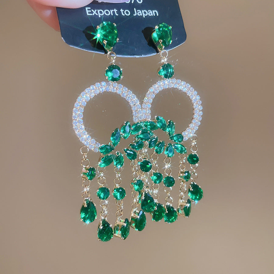 銀針熱銷鑲鑽鋯石水滴蝴蝶流蘇耳環輕奢高級感耳釘耳飾設計感小衆