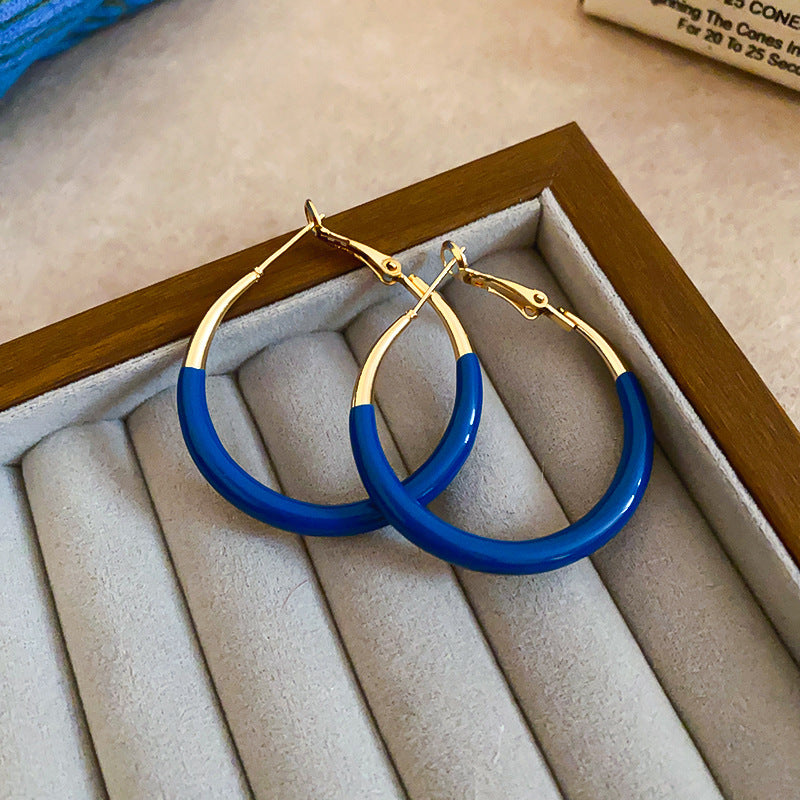 銀針多巴胺彩色耳圈甜美小清新簡約個性耳環設計感小衆歐美耳飾女