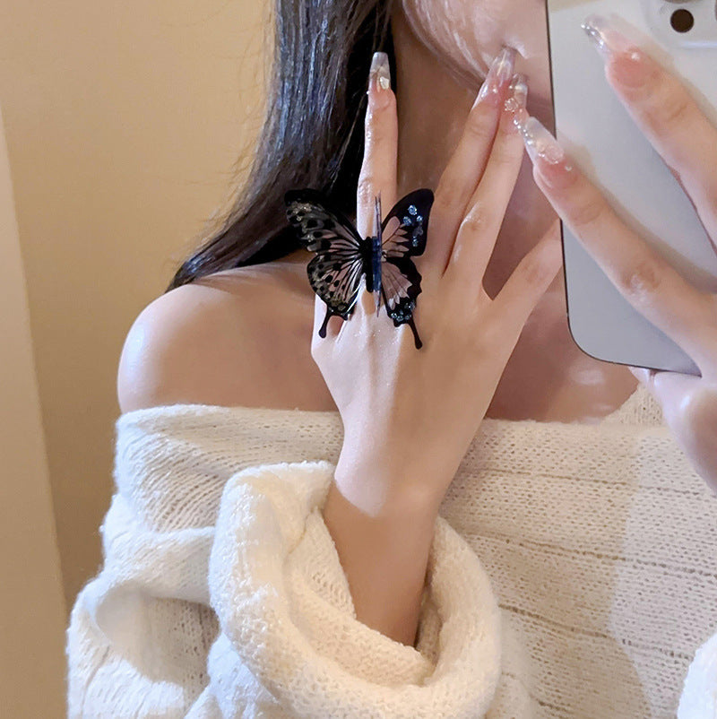 韓國輕奢鋯石圓圈蛇形葫蘆戒指小衆設計感食指戒氣質高級感手飾女