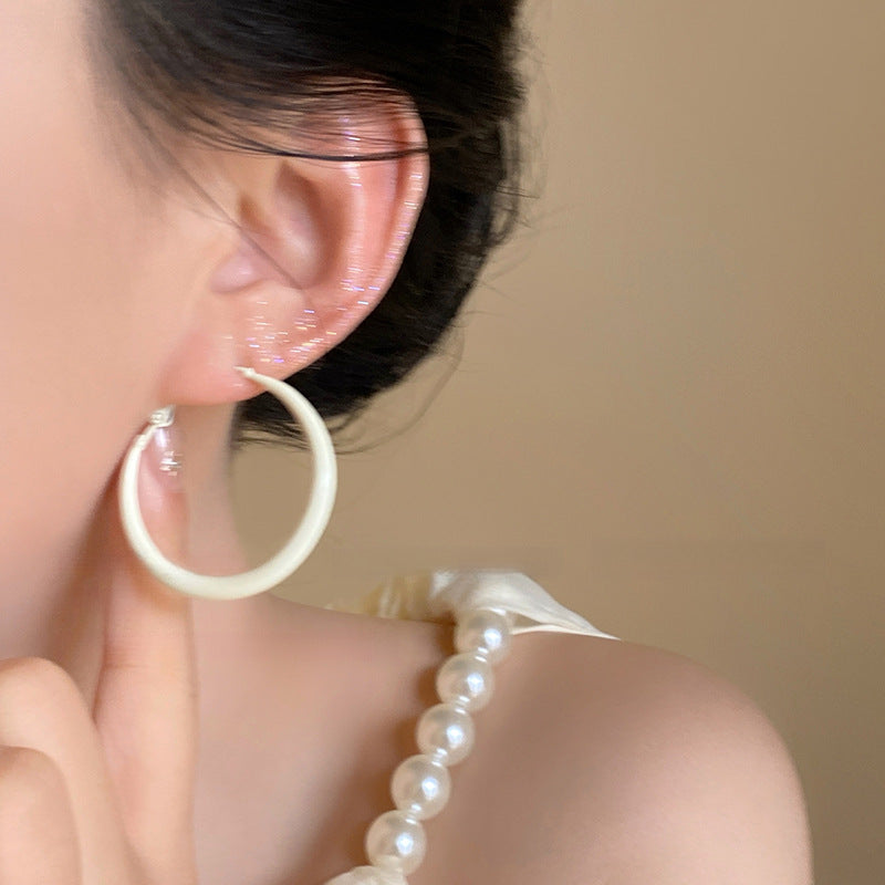 银针多巴胺光面圆形耳圈时尚甜美个性耳环小众简约高级感耳饰