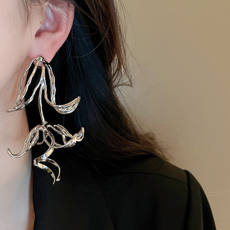 銀針跨境高級感銀色幾何圓珠愛心耳釘小衆個性耳環冷淡風耳飾