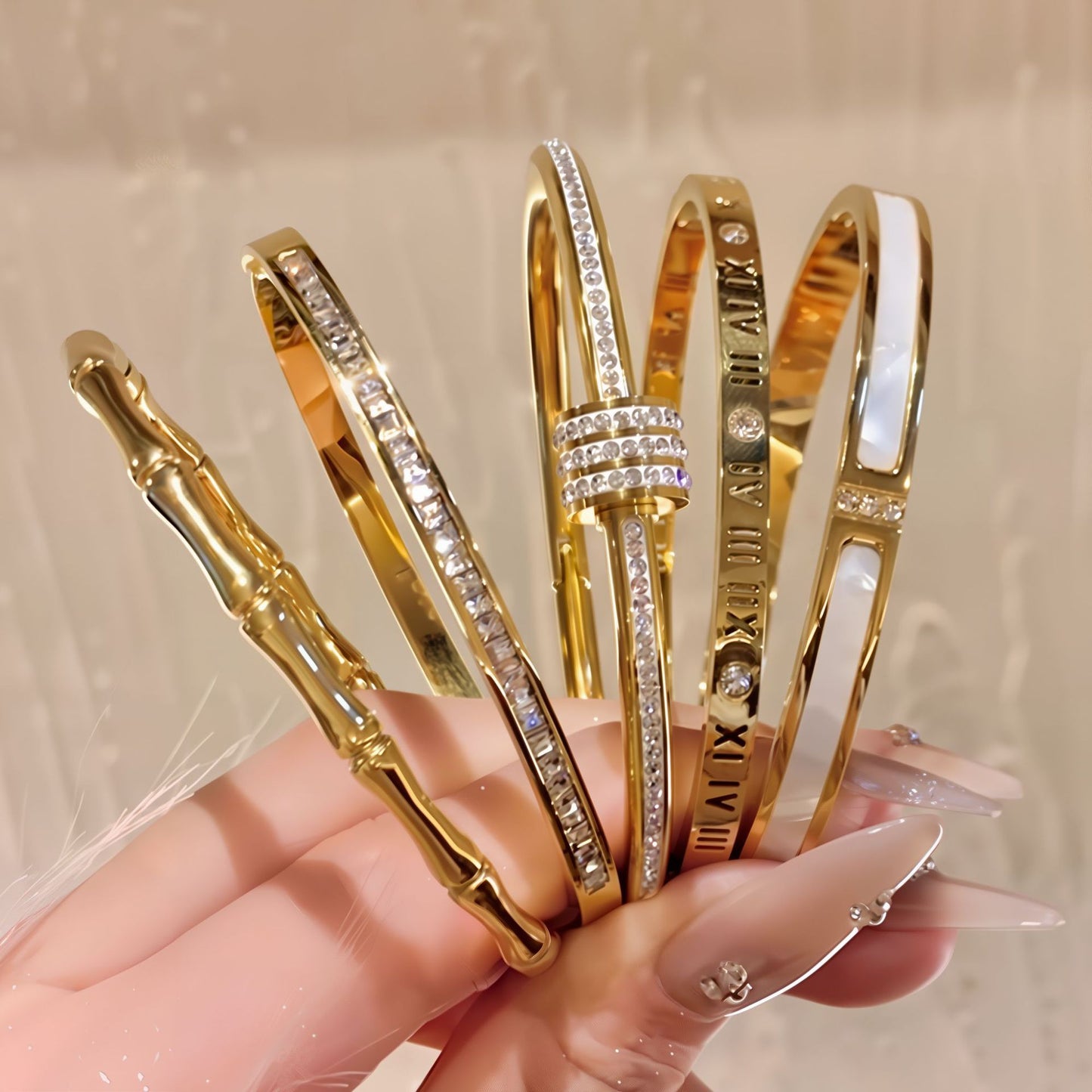 鈦鋼手鐲不掉色滿天星銀手鐲女生百搭高級感時尚滿鑽不鏽鋼