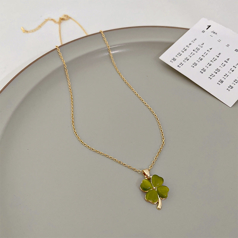 真金電鍍花朵愛心項鍊小清新時尚氣質鎖骨鏈項墜甜美新款ins項飾