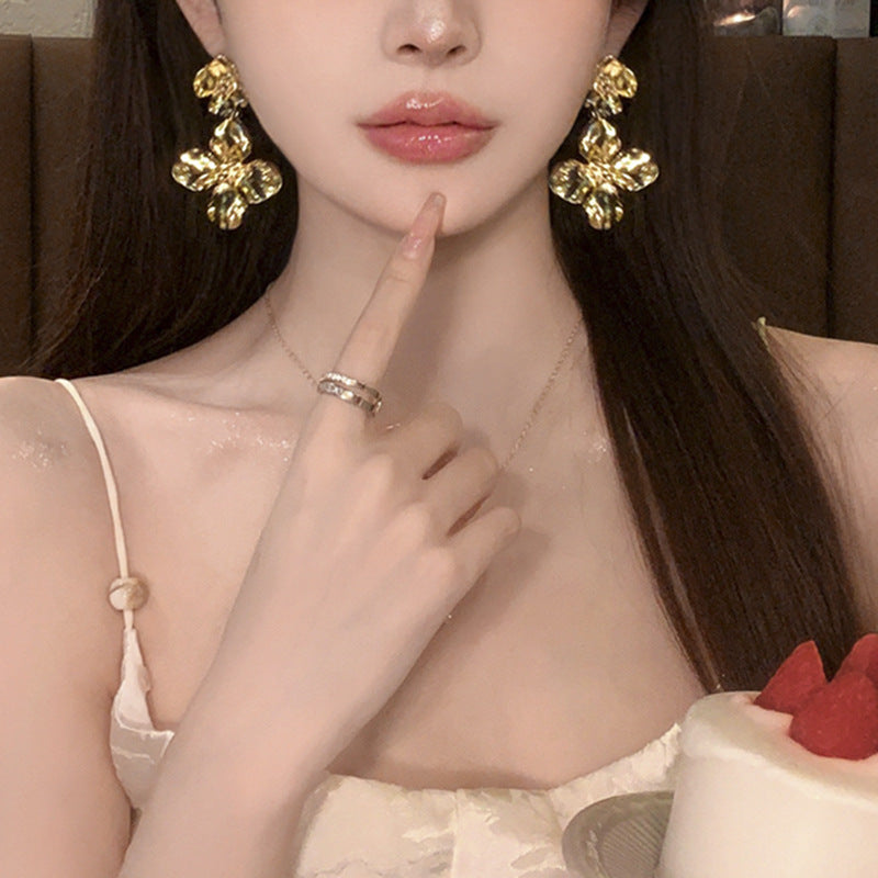 銀針超仙珍珠花朵流蘇耳環氣質時尚耳釘跨境歐美誇張高級感耳飾女