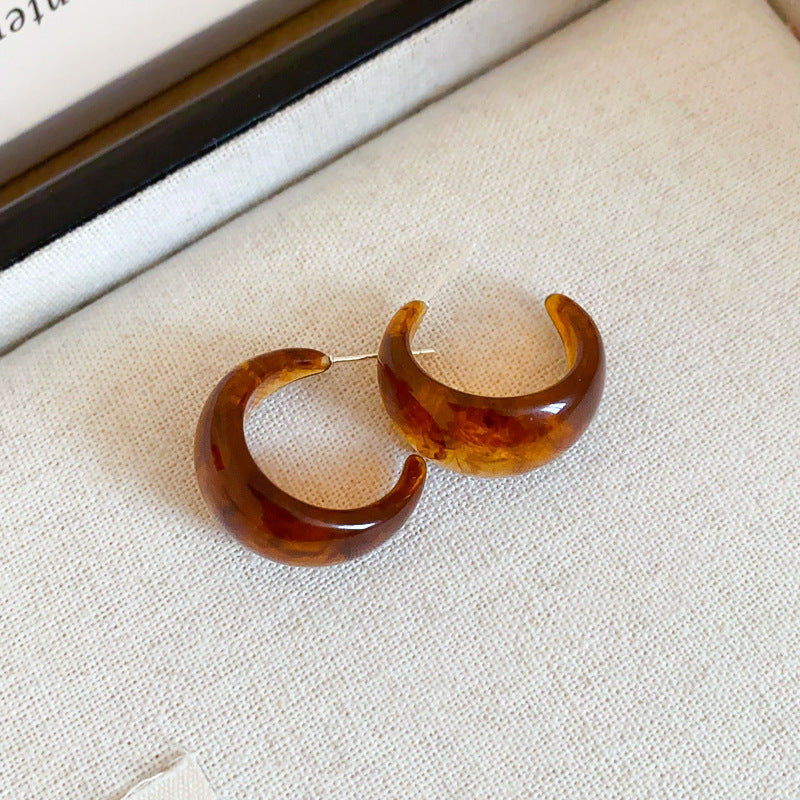 銀針樹脂不規則幾何形鏤空耳環輕奢高級感耳釘復古耳飾設計感小衆