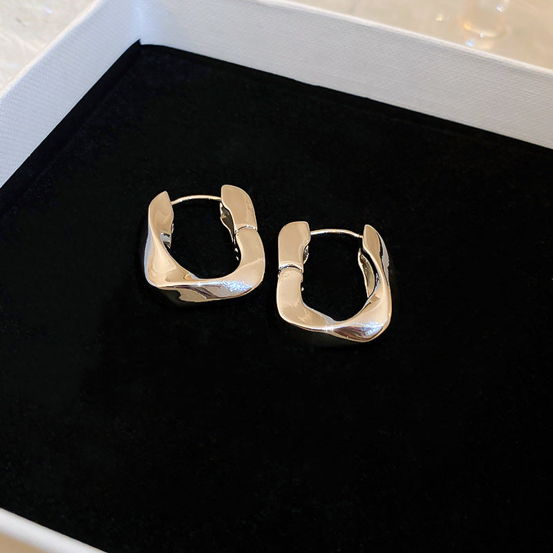 銀針歐美誇張銀色素圈愛心耳環冷淡風時尚耳圈輕奢個性高級感耳飾