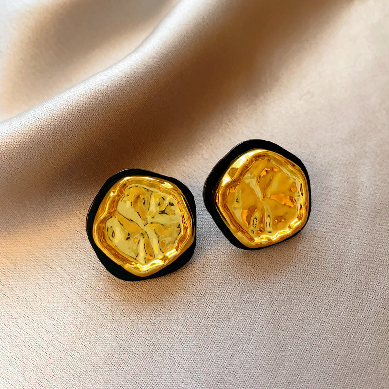 銀針法式黑色鑲鑽字母珍珠包包流蘇耳環小衆氣質耳釘高級感耳飾女