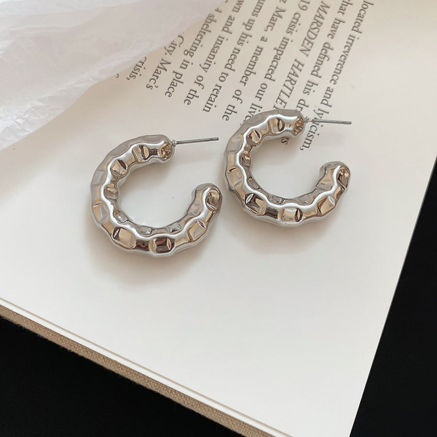 銀針圓圈銀色耳環輕奢高級感耳釘女冷淡風時尚百搭耳飾設計感小衆