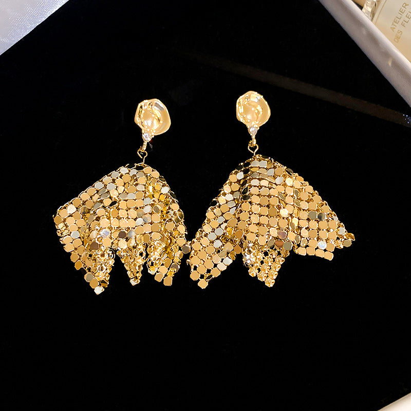 銀針超仙珍珠花朵流蘇耳環氣質時尚耳釘跨境歐美誇張高級感耳飾女