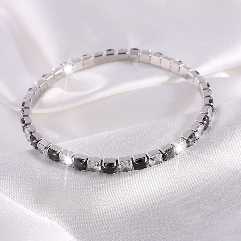 鈦鋼手鐲彈力鑲鑽滿鑽不鏽鋼手鐲女生高級感時尚輕奢不掉色手環