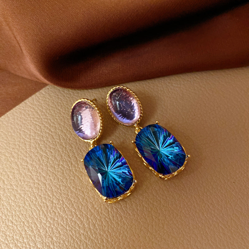 銀針中古vintage綠色鑲鑽蝴蝶珍珠耳環氣質耳墜復古高級感耳飾女