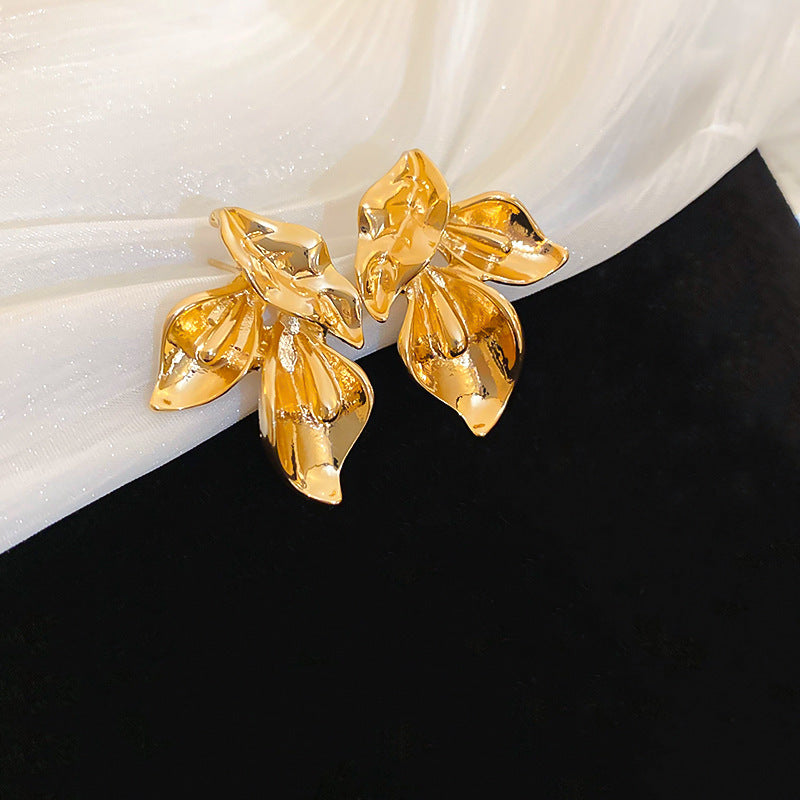 银针欧美跨境花朵几何流苏耳钉时尚金属风耳环轻奢高级感耳饰