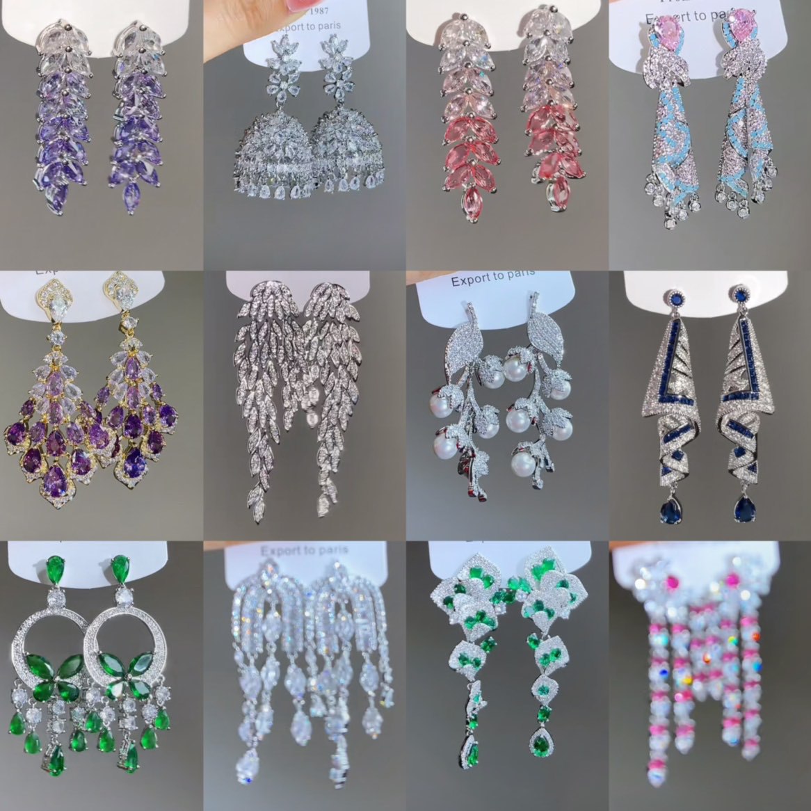 銀針熱銷鑲鑽鋯石水滴蝴蝶流蘇耳環輕奢高級感耳釘耳飾設計感小衆