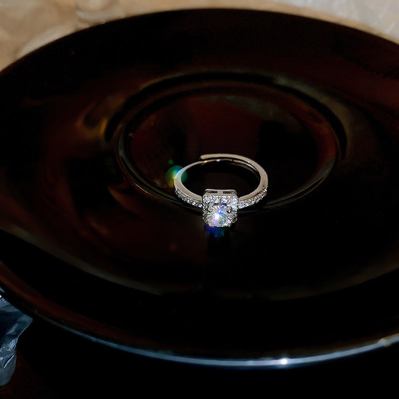 韓國輕奢鋯石圓圈蛇形葫蘆戒指小衆設計感食指戒氣質高級感手飾女