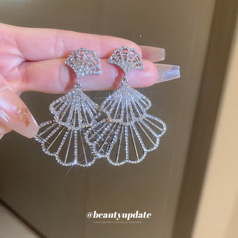 銀針歐美金屬風珍珠蝴蝶花朵流蘇耳釘小衆個性耳環時尚誇張耳飾女