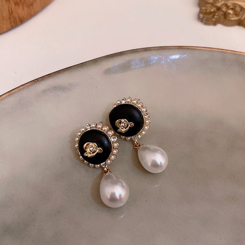 銀針復古花朵愛心字母珍珠耳環法式氣質耳釘輕奢高級感耳飾女