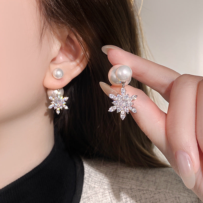 銀針法式復古字母豬鼻子土星珍珠耳環一款兩戴耳釘輕奢高級感耳飾