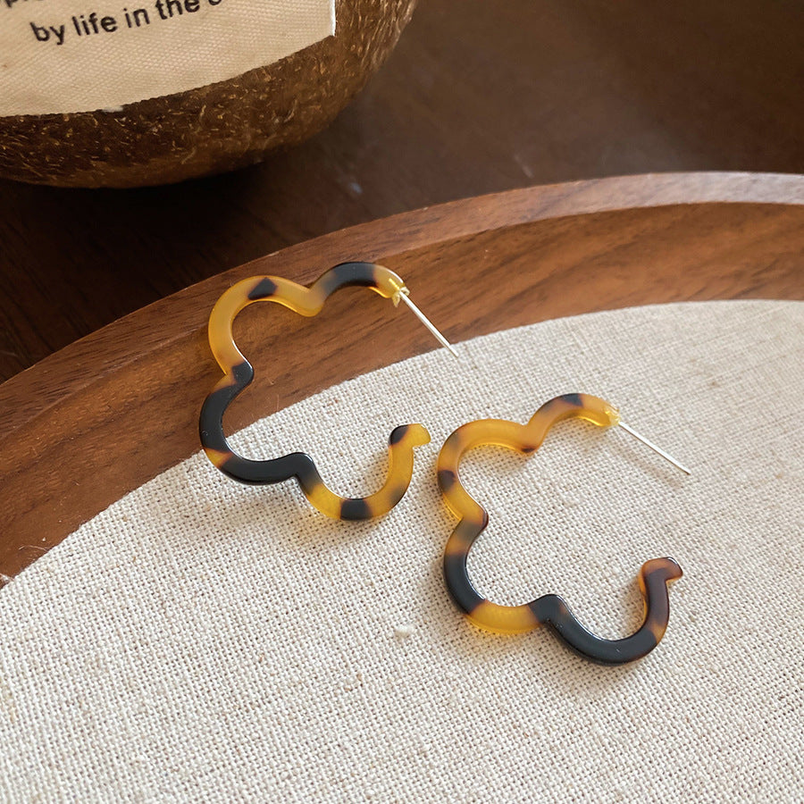 銀針樹脂不規則幾何形鏤空耳環輕奢高級感耳釘復古耳飾設計感小衆