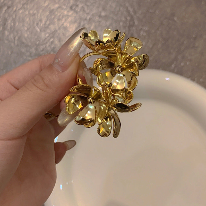 银针欧美跨境花朵几何流苏耳钉时尚金属风耳环轻奢高级感耳饰