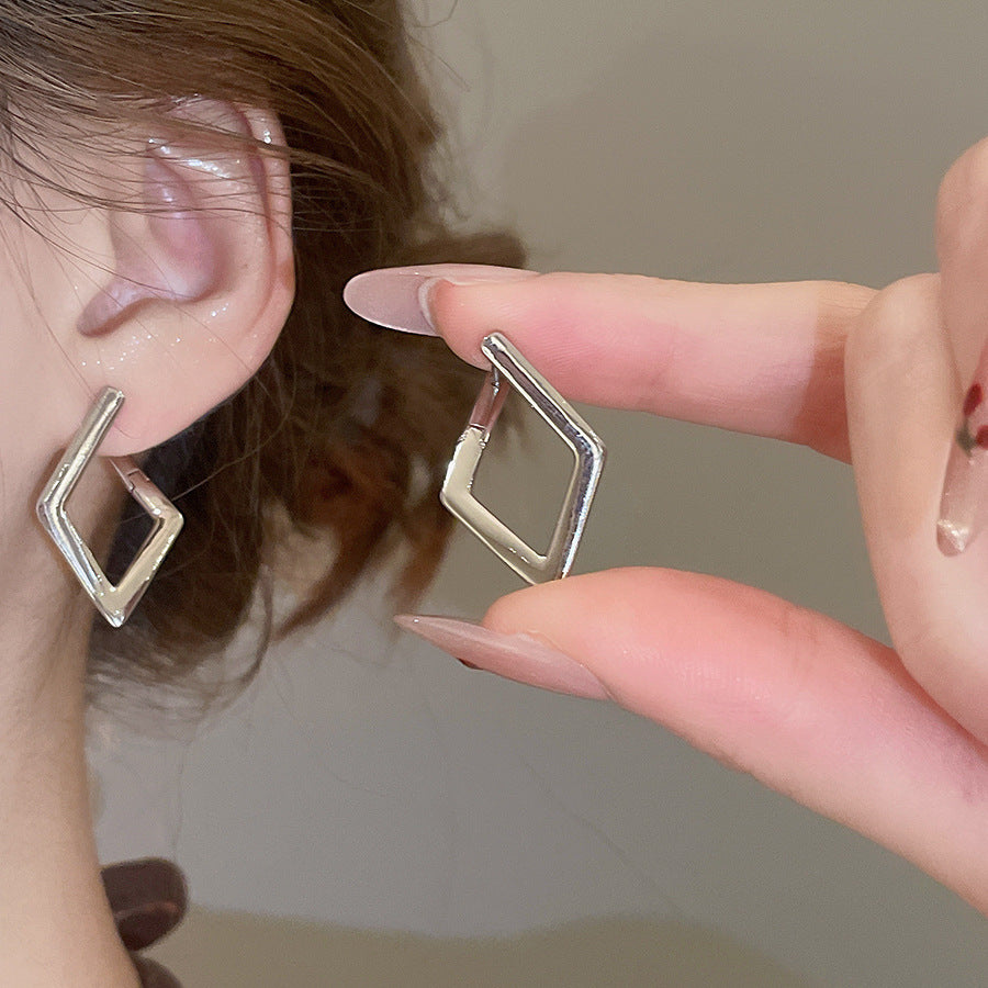 銀針圓圈銀色耳環輕奢高級感耳釘女冷淡風時尚百搭耳飾設計感小衆