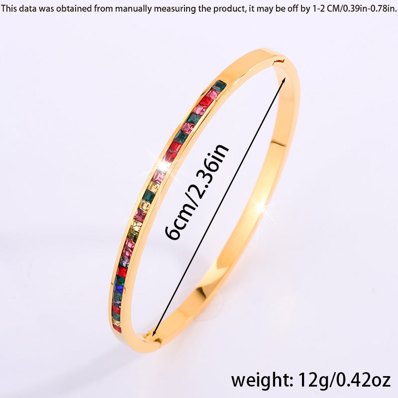 钛钢手镯彩色单排钻手镯女生高级感精致个性轻奢不掉色手镯