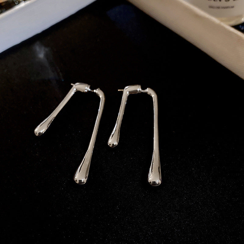 銀針跨境冷淡風銀色鑲鑽鋯石花朵珍珠耳環長款流蘇耳釘高級感耳飾