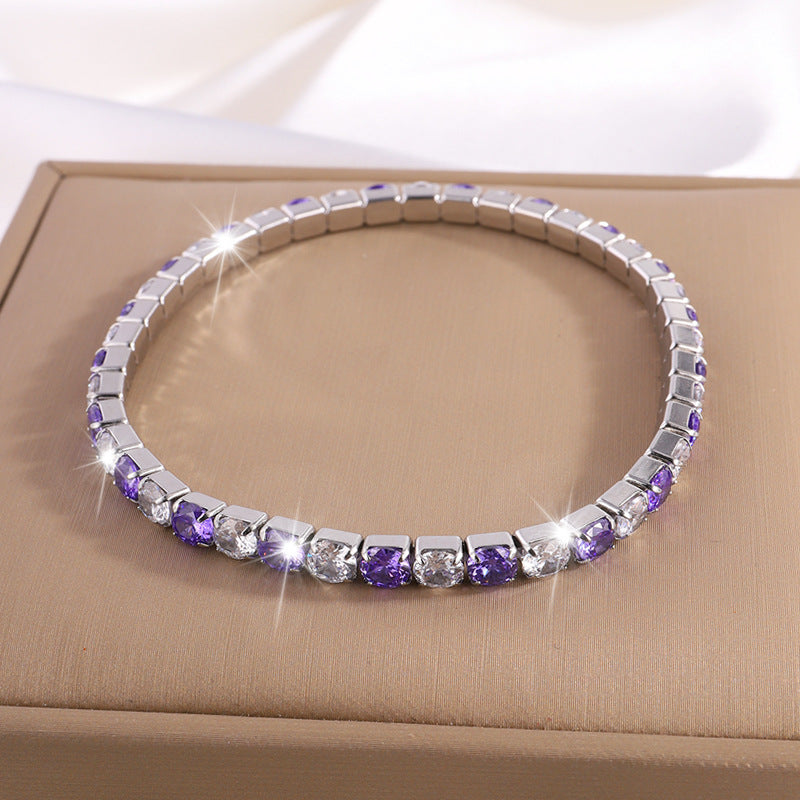 鈦鋼手鐲彈力鑲鑽滿鑽不鏽鋼手鐲女生高級感時尚輕奢不掉色手環