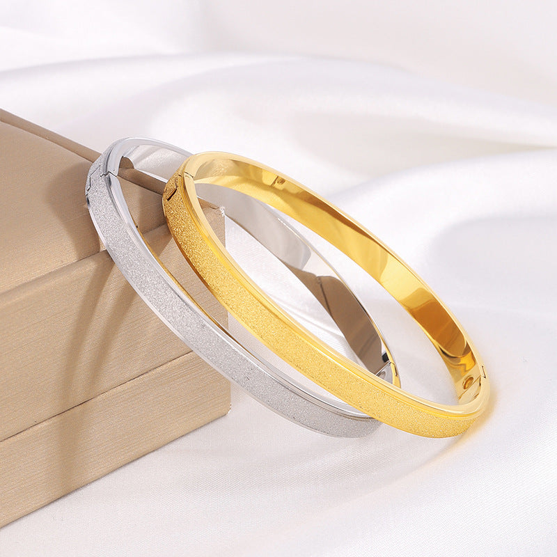 鈦鋼手鐲滿天星磨砂手鐲女生高級感跨境歐美時尚百搭不掉色手飾品