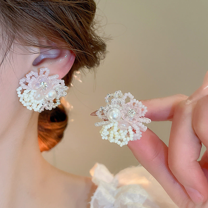 銀針法式復古字母豬鼻子土星珍珠耳環一款兩戴耳釘輕奢高級感耳飾