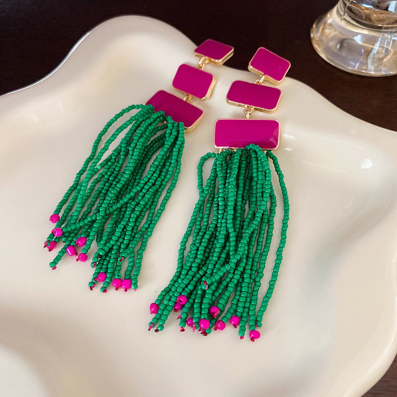 銀針超仙珍珠花朵流蘇耳環氣質時尚耳釘跨境歐美誇張高級感耳飾女